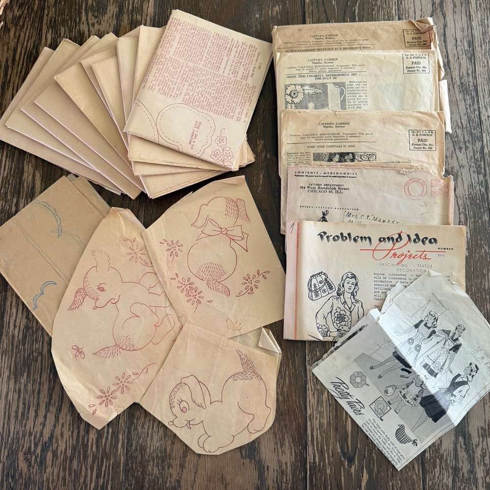 1940s Lot Mail Order‎ Sewing Patterns Needlepoint Dolls Stuffed Animals + More